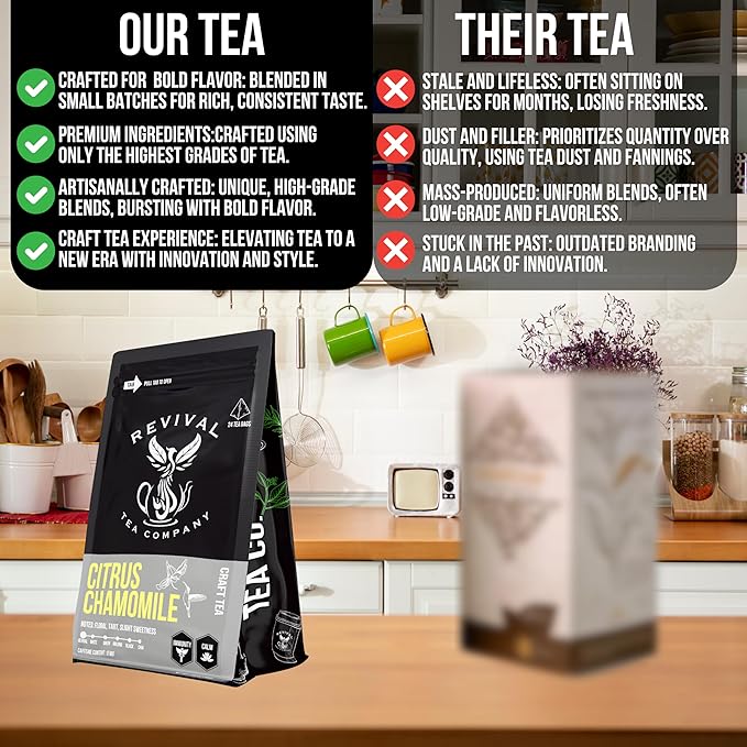 Revival Tea Company Citrus Chamomile Tea - Herbal Tea Blend of Chamomile Flowers and Orange Peel - Caffeine Free - Loose Leaf 3 Ounces - Bloomnest