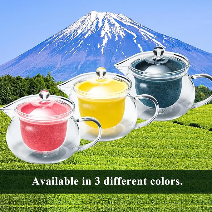 Heatproof Glass Teapot 13.5 fl (400 ml) with Removable Ceramic Infuser strainer Ha-Pot Made in Japan (Green) - Bloomnest