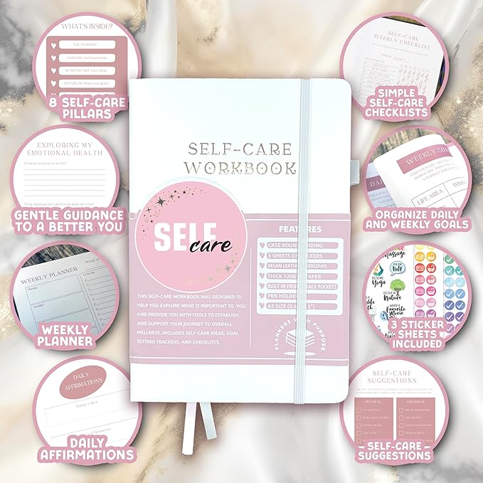 Planners with Purpose Self-Care Planner for Women - Wellness & Mindfulness Journal with Guided Prompts, Self Love & Gratitude Exercises - Daily Reflection & Goal Setting Notebook - Aesthetic Hardcover A5 (white) PlannerswithPurpose