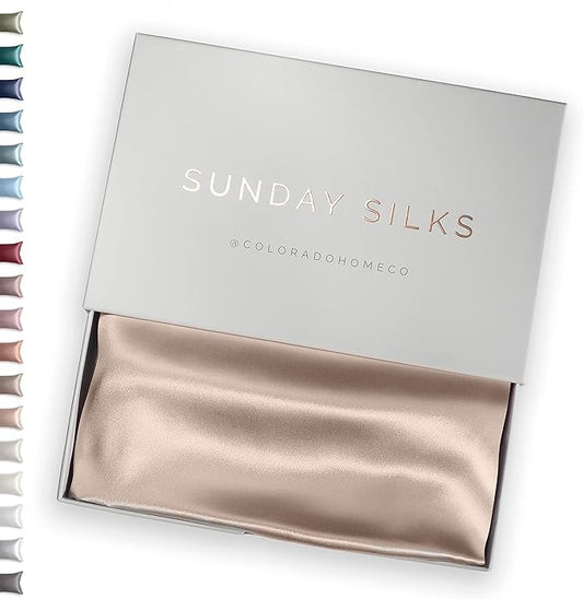 SUNDAYSILKS™ Premium Silk Pillow Cases | 100% Mulberry Silk Pillowcase with Zipper, Real 22 Momme Grade 6A Silk, Standard Queen, King Size [Nude Champagne] - Bloomnest