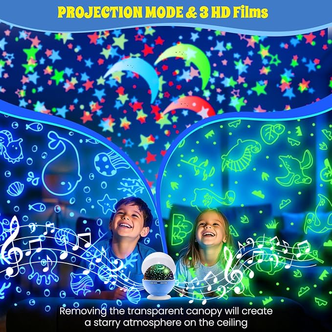 Night Light Projector, Night Light for Kids, Star Projector, 54 Light Color 360 Degree Rotation Kids Night light, Rechargeable Lamp for Bedroom, Light Projector Birthday Christmas Gifts for Boys Girls - Bloomnest
