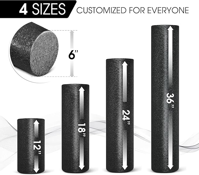 Yes4All High-Density EPP Round Back Roller Foam, Exercise Foam Roller for Yoga, Pilates & Stretching - 12, 18, 24, 36 inch - Bloomnest
