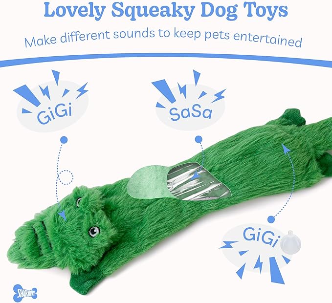 SHARLOVY Dog Squeaky Toys No Stuffing 2 Pack, Plush Crinkle Dog Toys for Large Breed, Durable Doggie Chew Cute Animals Puppy Toy for Teething - Bloomnest