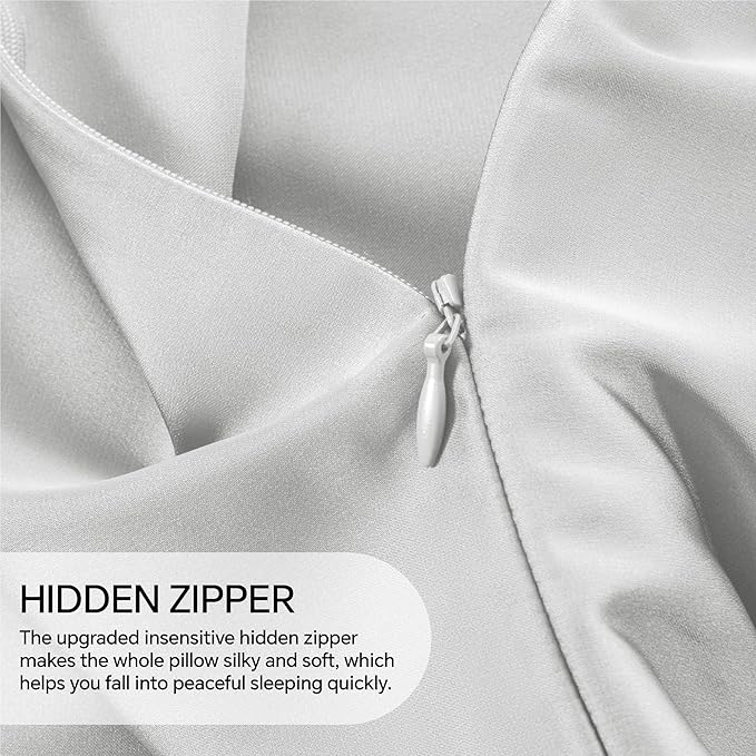 INFIIXSO Body Pillow Cover with Zipper, Luxury Mulberry Silk Body Pillow Case 20x54 Inches, Ultra Smooth and Soft Cooling Long Pillowcase, Gift for Women, Men(Light Grey) - Bloomnest