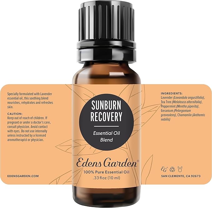 Edens Garden Sunburn Recovery Essential Oil Blend- 100% Pure Premium Grade, Undiluted, Natural, Therapeutic, Aromatherapy, The Best for Diffusing, Skin, Face, Hair 10 ml (.33 fl oz) - Bloomnest