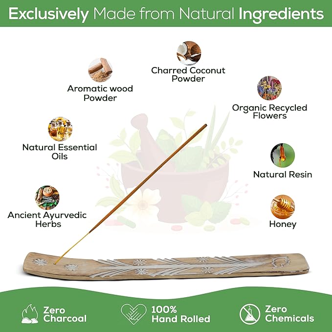 Satya Patchouli Incense Sticks, Satya Bng (Bangalore) Insenses 15gmx12 Pack with Raajsee Incense Holder Bundle, Satya Nagchampa Natural Incense - Bloomnest