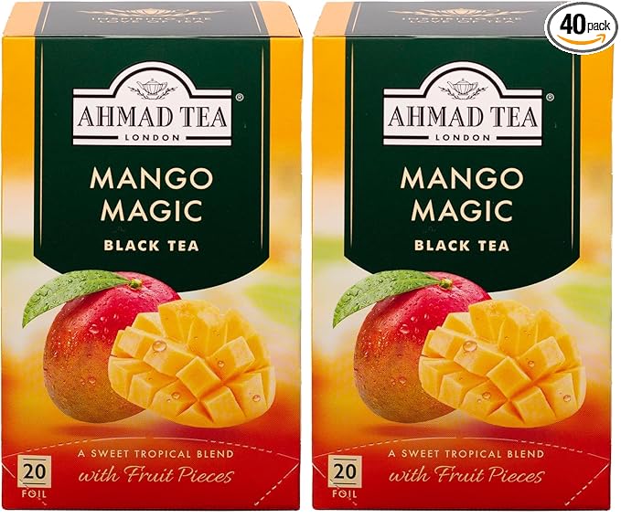 Ahmad Tea Mango Fruit Black Tea | Black Tea - 20 Teabag Sachets (Pack of 2) - Bloomnest