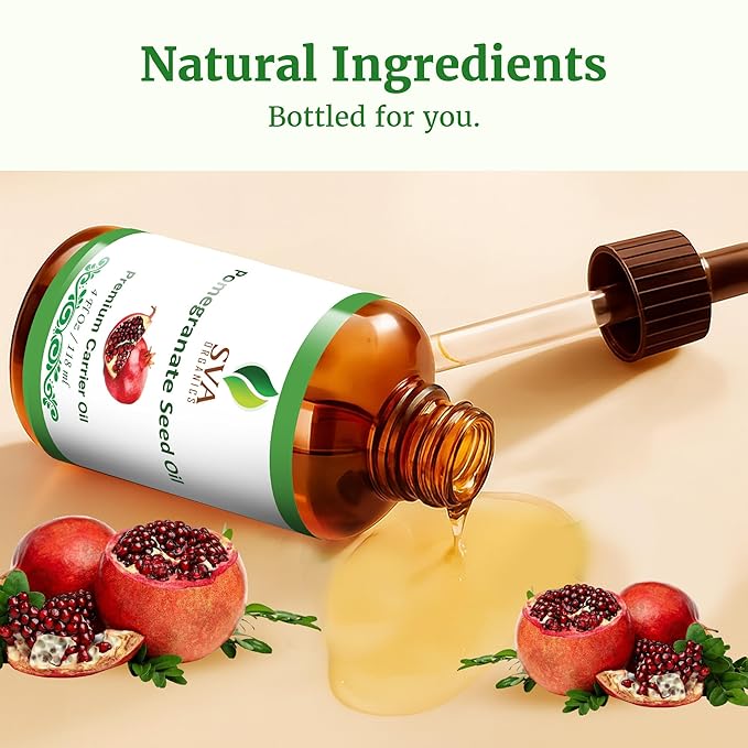 SVA Pomegranate Seed Organic - 4 Fl Oz – 100% Natural Cold Pressed Organic Pomegranate Oil - for Face, Skin Care, Hair Care, Scalp Massage & Body Massage – Carrier Oil with Dropper - Bloomnest