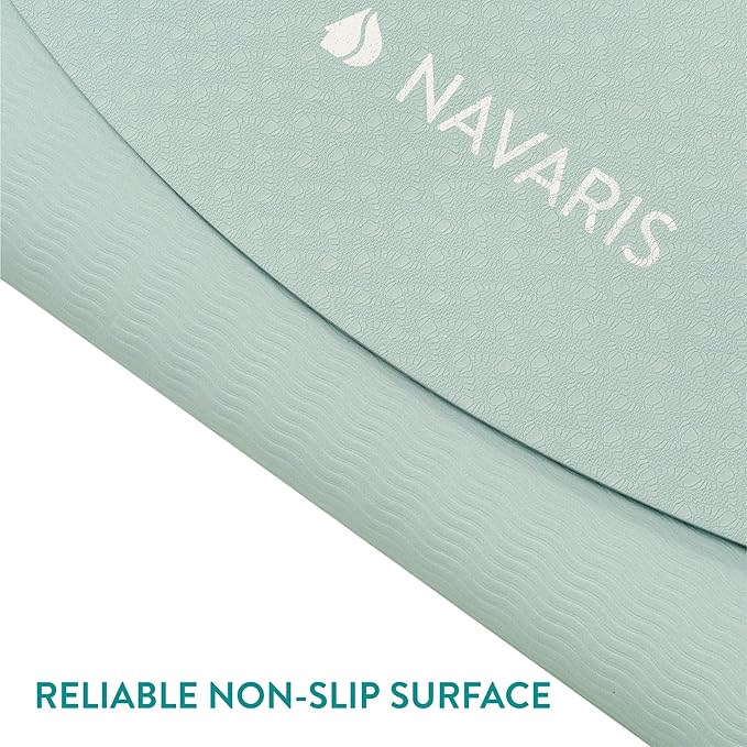 Navaris Round Yoga Mat - 47" Diameter Circular Exercise Mat 1/4" Thick - Non-Slip Mat for Cardio, Workout, Fitness, Tai Chi, Meditation - Size Small - Bloomnest
