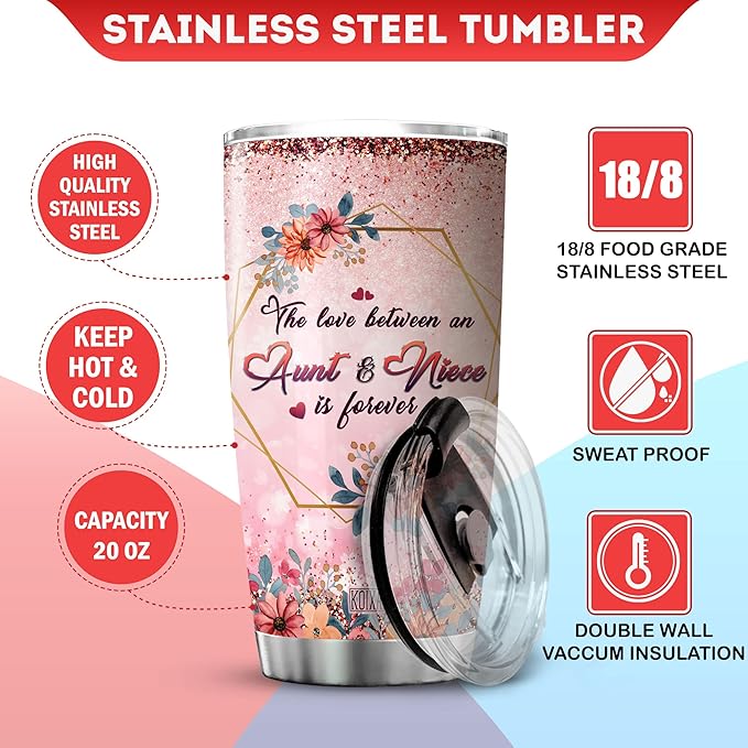 Thank You For Being My Auntie Coffee Tumbler 20oz Vintage Flower Floral Print Coffee Cup With Lid Stainless Steel Travel Mug Aunt Gifts From Niece Birthday Present For Aunts - Bloomnest