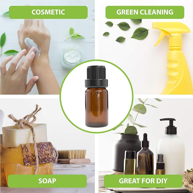 Wholesale Essential Oil Bottles Bulk - 270 Amber glass bottles With Caps and Droppers for Essential Oils, Aromatherapy, Perfume Samples, Mini 10 ml Glass Vials | Complete Carrier Oil Kit, DIY. VINEVIDA