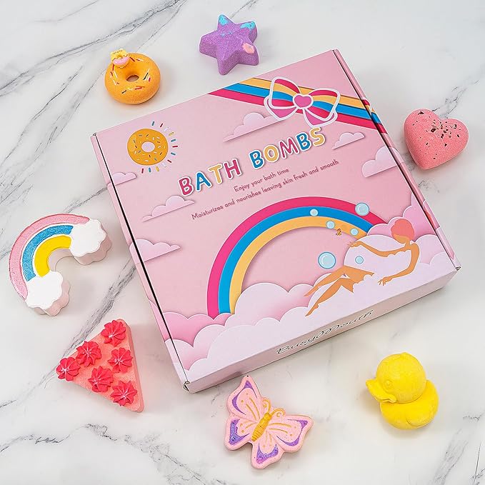 9XXL Bath Bombs Gifts Set, BusyMouth 9pc Kids Bath Bombs with Surprise Toys | Non-Toxic Bubble Bath | Birthday Gift Set for Girls & Boys Ideal Gift for Mother's Day Valentines - Bloomnest