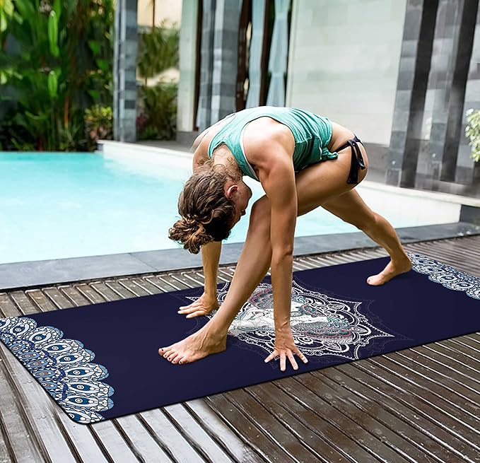 nuveti Yoga Mat Print Extra Thick TPE Non Slip Fitness Exercise Mat with Carrying Bag,72"x24" Extra Thick 6MM Exercise & Workout Mat for Yoga, Pilates Fitness and Floor Exercises - Bloomnest