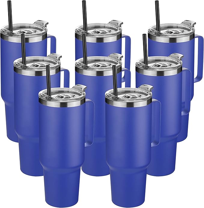 HASLE OUTFITTERS 40 oz Stainless Steel Tumbler with Handle, Vacuum Insulated Tumblers Bulk, Reusable Double Wall Travel Coffee Mug, Durable Powder Coated Water Bottles(Dark Blue, 8) - Bloomnest