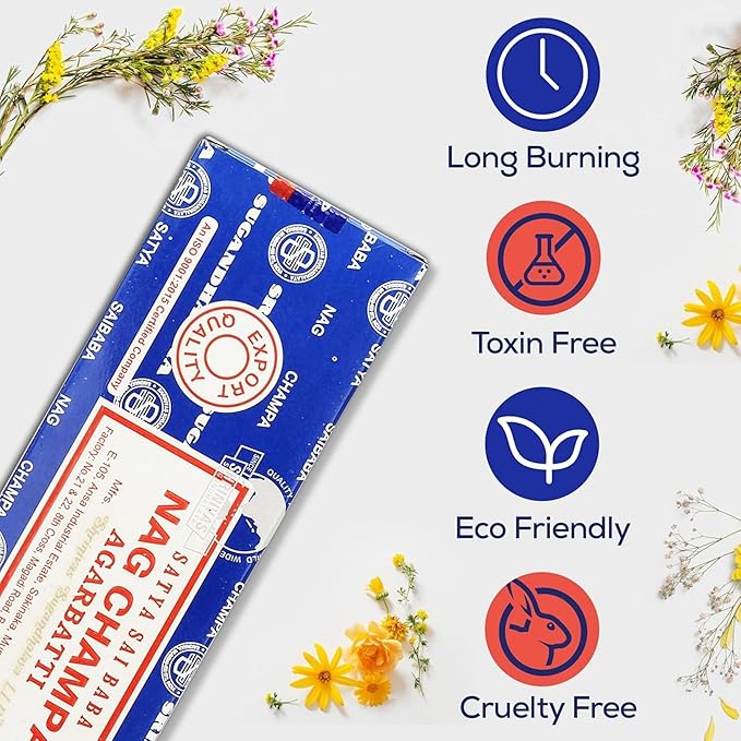 Satya Nag Champa Incense Sticks - 100g Bulk Pack, Long Burning Aromatherapy for Meditation, Relaxation, Yoga, Healing, Stress Relief & Positive Energy Giftbrit