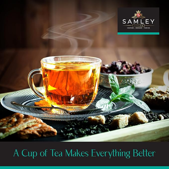 Samley Tea Holiday Fantasy Tea Assortment Gift Box Set, Pure Ceylon Tea Bags Individually Wrapped, Sampler Variety Pack of Assorted Flavors, 24 Pyramids - Bloomnest