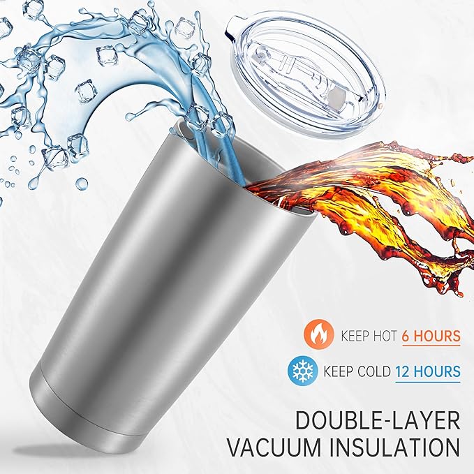 20 oz Tumblers Bulk Stainless Steel Tumbler with Lid Double Wall Vacuum Insulated Coffee Mug 20oz Powder Coated Cup for Hot and Cold Drinks, Mix Color, 12 pack - Bloomnest