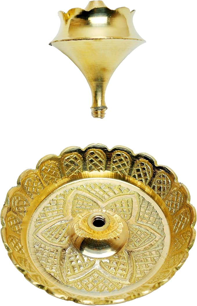 Brass Incense Holder Lotus Stick Incense Burner Cone Incense Holder Ash Catcher Agarbatti Stand Holder Artistic Lotus Flower Censer Plate Incense Tray Pooja New year Decorations (2.5"Golden) - Bloomnest
