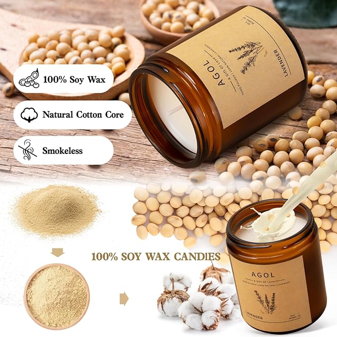 4 Pack Scented Candles for Home, 36 Oz 200 Hours Burn, Luxury Amber Jar Natural Soy Candles, Aromatherapy Candles Set, Candles Gift for Women Men Birthday Thanksgiving Christmas, Spa, Sleep,Yoga,Read - Bloomnest