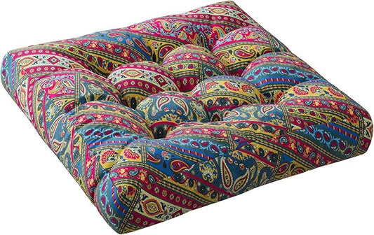 Codi Meditation Pillow, Large Pillows Sitting for Adults and Kids, Boho Cushions for Yoga Living Room Tatami Sitting Home Decor, Memory Foam Added, 22x22 Inch, Multi Blaidiere - Bloomnest