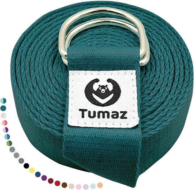 Tumaz Yoga Strap/Stretch Bands [15+ Colors, 6/8/10 Feet Options] with Extra Safe Adjustable D-Ring Buckle, Durable and Comfy Delicate Texture - Best for Daily Stretching, Physical Therapy, Fitness - Bloomnest