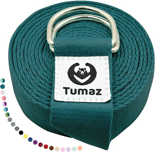 Tumaz Yoga Strap/Stretch Bands [15+ Colors, 6/8/10 Feet Options] with Extra Safe Adjustable D-Ring Buckle, Durable and Comfy Delicate Texture - Best for Daily Stretching, Physical Therapy, Fitness - Bloomnest