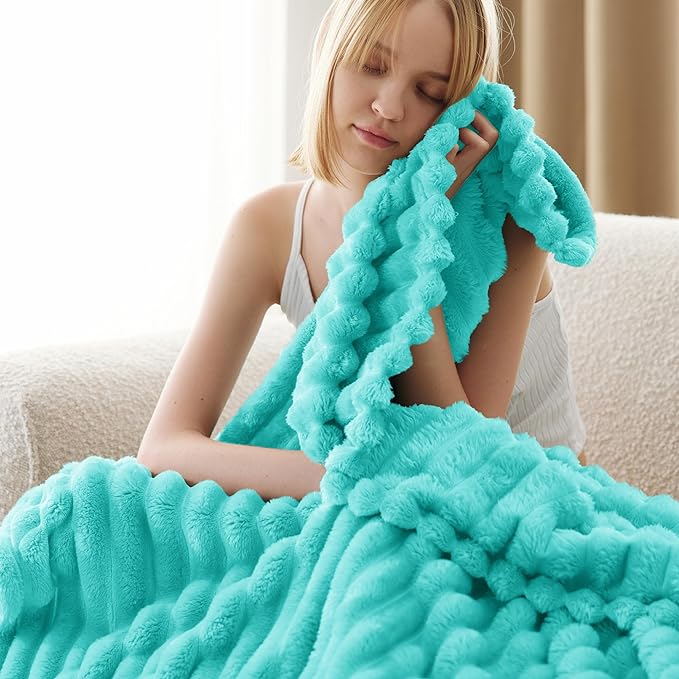Bedsure GentleSoft Blue Fog Fleece Blanket for Couch - Cozy Soft Blankets for Women, Cute Small Throws for Girls, 60x80 Inches - Bloomnest