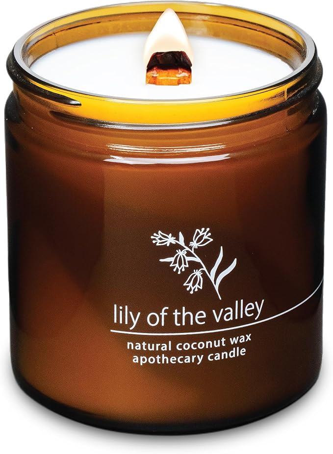 Hemlock Park Crackling Wood Wick Candle Handcrafted with Natural Coconut Wax (Large 16 oz, Lily of The Valley) - Bloomnest