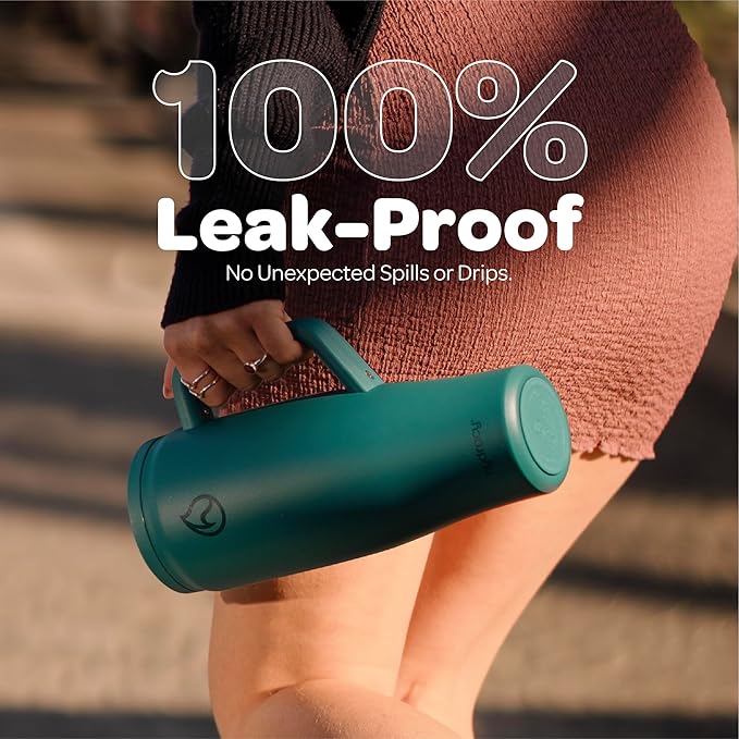 Hydracy Soulmate 40 oz Tumbler with Handle and Flip Straw - 100% Leakproof Reusable Insulated Cup with Stainless Steel Straw - Cupholder Friendly Rubber Base Travel Mug - Twilight Teal - Bloomnest