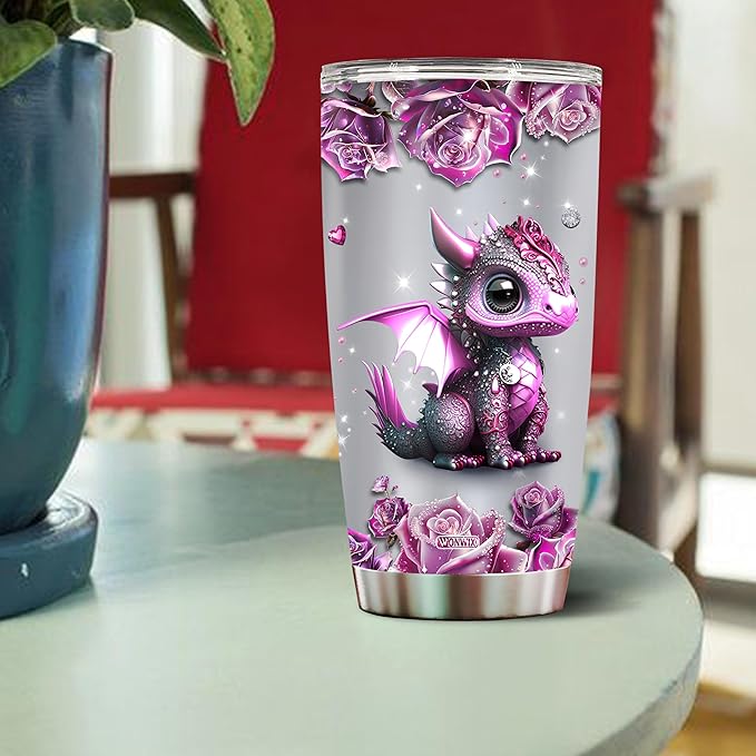 Personalized Dragon Gifts for Women, Girls, Insulated Stainless Steel Coffee Cup, Travel Mug, Tumbler, Water Bottle, Perfect for Christmas, Birthday, Mother's Day, Valentine 20oz Thermos - Bloomnest