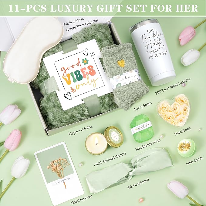 Gift Baskets for Women, Vanilla Relaxing Spa Gift Baskets, Self Care Kit Get Well Soon Gift Baskets, Care Package for Her Women Mom Friend Sister - Bloomnest