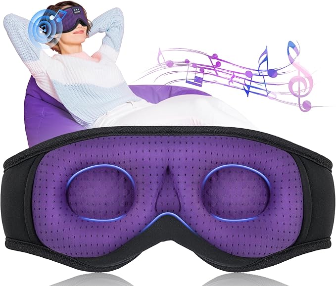 LC-dolida Sleep Mask with Bluetooth Headphones Bluetooth Sleep Mask Sleep Headphones,3D Eye Mask for Sleeping Mask Music Sleeping Headphones for Side Sleepers Meditation Gifts Gadgets for Men Women - Bloomnest