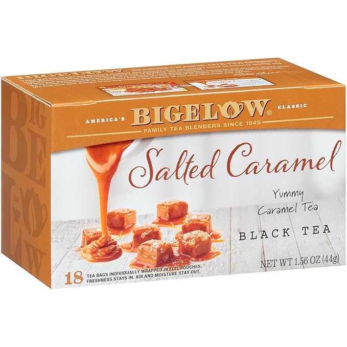 Bigelow Tea Salted Caramel Black Tea, Caffeinated Tea with Caramel and Salt, Holiday and Christmas Tea, 18 Count Box (Pack of 6), 108 Total Tea Bags - Bloomnest