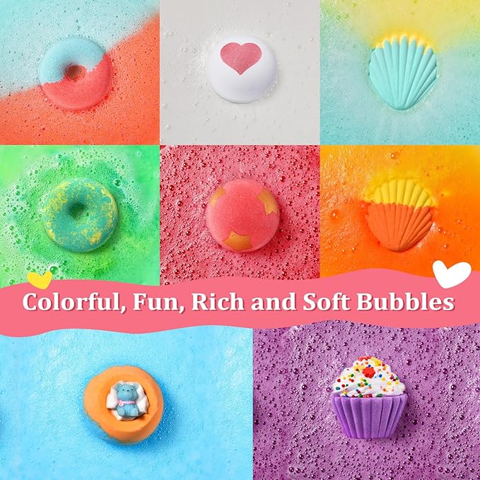 STNTUS INNOVATIONS Bath Bombs, 7 Natural Bath Bomb Gift Set, Bubble Bathbombs for Women Kids, Shea Butter Moisturize, Gifts for Mom Her Girlfriend, Mothers Day Gifts, for Birthday Valentines Christmas - Bloomnest