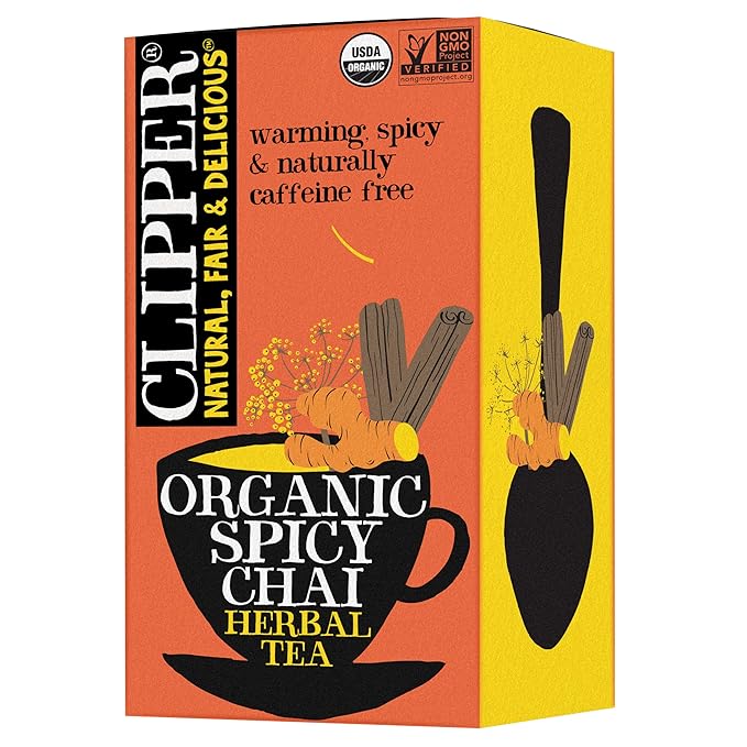 Clipper Tea Spicy Chai Herbal Tea – Caffeine Free, USDA Organic, Great Hot or Iced – Warming, Spicy, Natural, Fair & Delicious – 20 Tea Bags - Bloomnest
