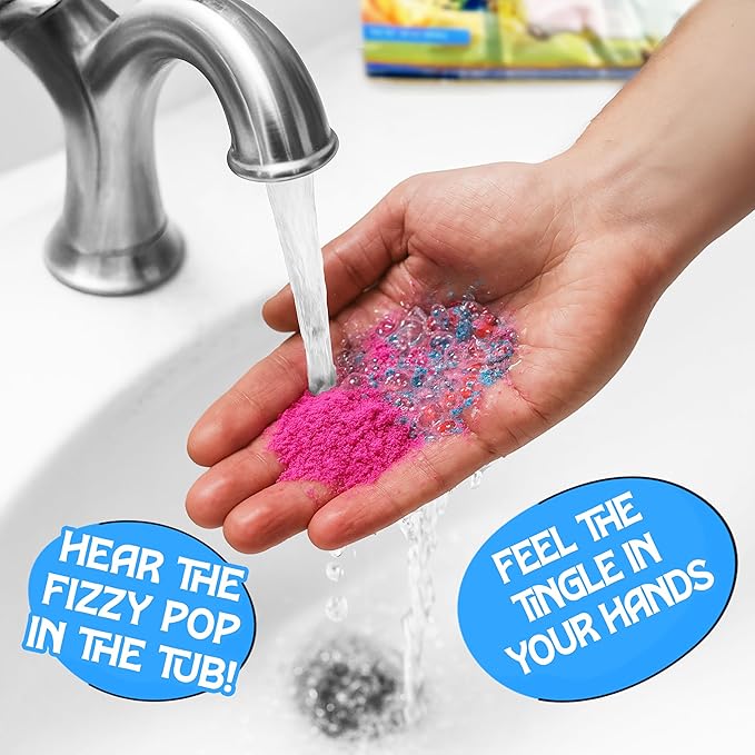 Bath Bombs for Boys - Bath Fizzies Kids Powder – 4 Fizzing Bath Colour Changing Bubble Powder for Children – Fun & Educational Bath Gift Set - Sounds and Sensory Fun - Bloomnest