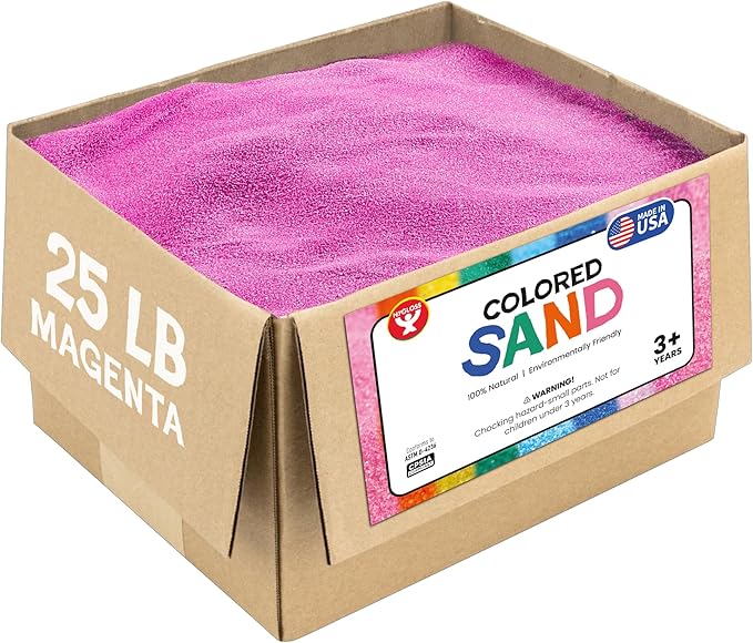 Hygloss Colored Sand for Crafts – 25 lb , Magenta – Vibrant Colorful Fine Sensory Play Sand Art Kits for Kids – Classroom Activities for Children 3 4 5 6 7 8 9 10 11 12 – Safe for Ages 3+ - Bloomnest