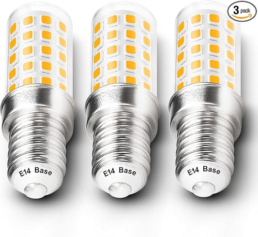 E14 LED Bulb AC100V-265V Warm White 2700K 450lm 4W Equivalent 40W T6 C7 E14 European Base LED Bulb Replace Turkish Mosaic Lamp Chandeliers Pendant Ceiling Fan Bulb Cooker Hood Bulb,Non-Dimmable,3 Pack - Bloomnest