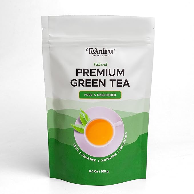 Teaniru Premium Green Tea - Whole Leaf, 3.5 oz - 50+ Cups | 100% Natural, Single Origin, Antioxidant-rich Unblended Green Tea Leaves in Resealable Pouch - Bloomnest