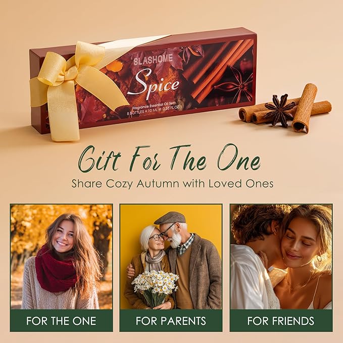 Fall Essential Oils Set | 8 Pcs Autumn Essential Oils for Diffusers for Home, Fragrance Oil for Candle, Aromatherapy Gift Set | Pumpkin Pie, Cinnamon, Apple Cider, Vanilla, Fall Leaf & More - Bloomnest