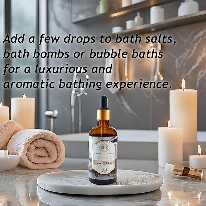 Luxurious Vanilla Essential Oil by Enhanced Essentials|Slow Distilled & Pure|Concentrated Oils for Diffusers,Skin Care, Aromatherapy, Bath,Perfume,Gifting,Soap & Candle Making|3.38 Fl Oz (100 ml) Bloomnest