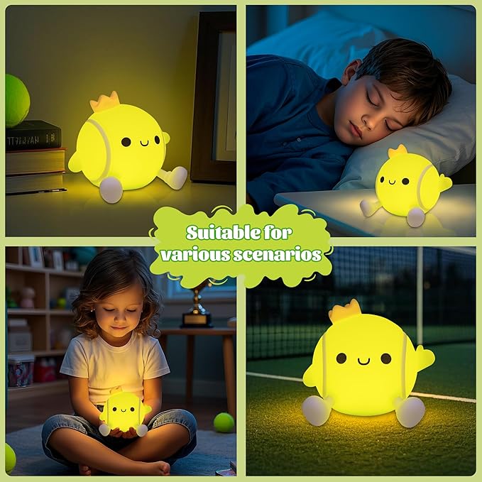 YuanDian Tennis Gifts, Soft Glow Silicone Tennis Ball Night Light - Versatile Sports Decor for Bedrooms & Man Caves - Birthday Christmas Gift for Adults, Teens, and Athletes - Bloomnest