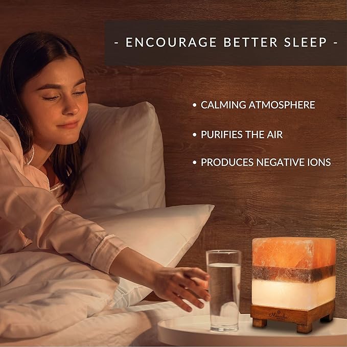 Dual Illumination Salt Rock lamp - Modern Square Pink White and Grey Design of Salt Lamps with dimmer, Adjustable Glow. 100% Real Large Himalayan Crystal Salt Night Light