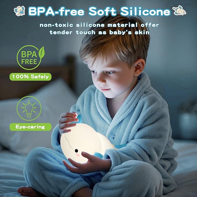 Axolotl Night Light,Cute Axolotl Lamp,Food Grade Silicone Nursery Nightlight,Rechargeable/Dimmable LED Squishy Novelty Animal Bedside Touch Lamp,Baby Room Decor, Axolotl Gifts for Kids/Boys - Bloomnest