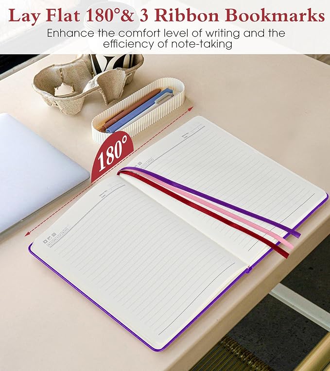 Lined Journal Notebook for Women Men, 160 Pages, A5 Hardcover Vintage Leather Journaling Notebooks for Work, School, Note Taking, Travel, Bible Study, Daily Diary for Writing 5.8"x8.5" (Purple)