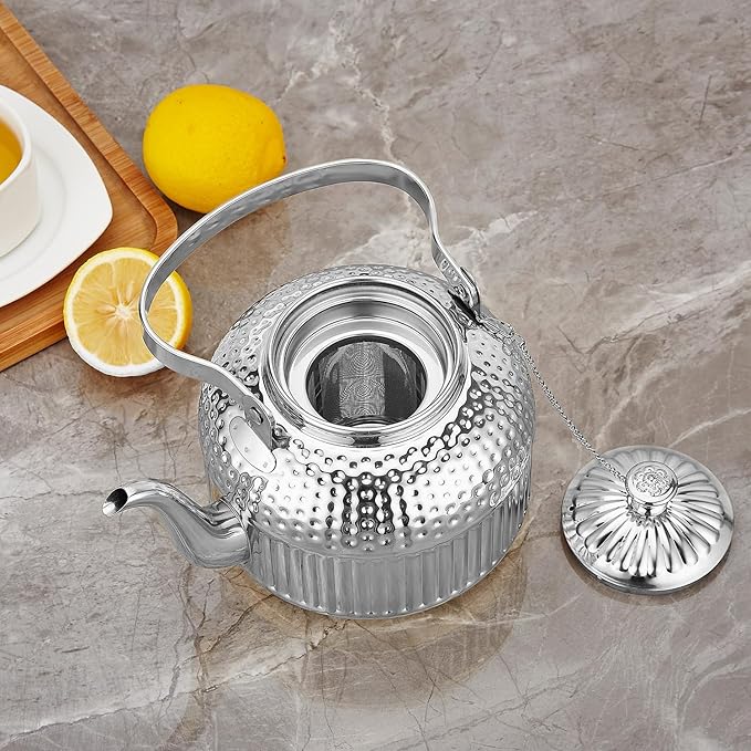 SANQIAHOME Antique 1.5L (50Oz) Stainless Steel Teapot with Infuser Silver - Bloomnest