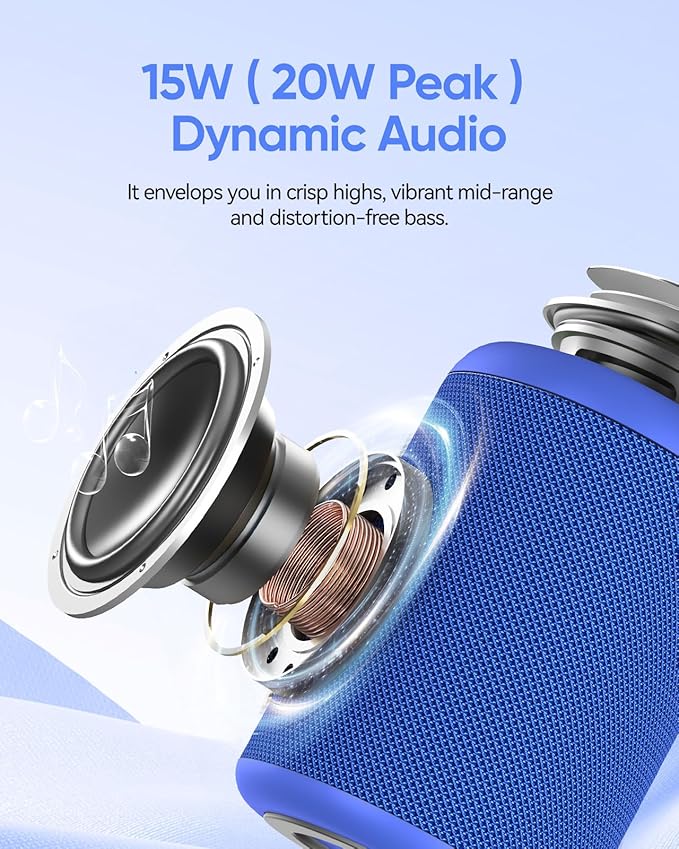 Portable Bluetooth Speaker with Lights, Stocking Stuffers, Powerful Crystal Clear Sound, IPX5 Waterproof, All Day Playtime, BT 5.3, TWS Paring, Small Wireless Speaker for Outdoor, White Elephant Gifts - Bloomnest