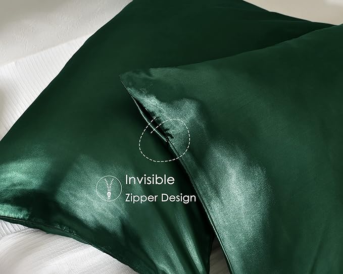 Yanibest Satin Pillowcase, Silk Pillow Cases for Hair and Skin with Zipper, Queen Pillow Cases Set of 2 for 20"x30", Exquisite Packaging for Women Men - Bloomnest