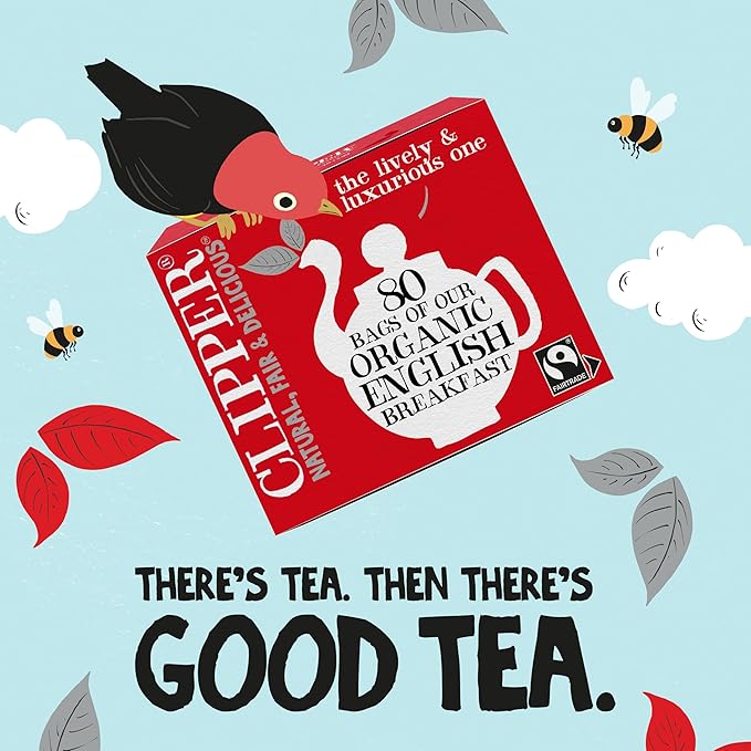 Clipper Tea, English Breakfast Assam Blend, Fairtrade, Organic, Plant-Based, Caffeinated British Tea, 4 Pack, 320 Unbleached Tea Bags - Bloomnest
