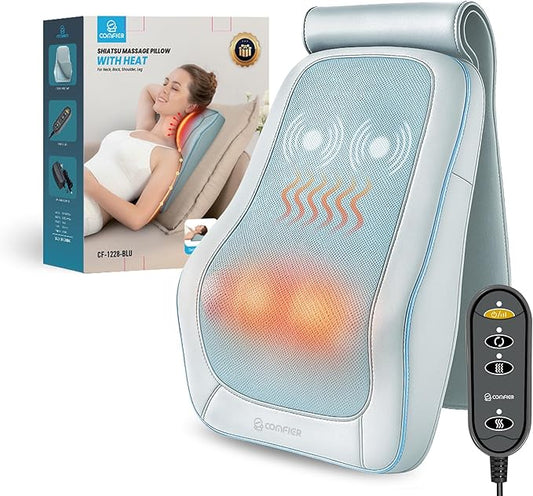 COMFIER Shiatsu Back Massager with Heat, Neck and Back Massager for Pain Relief Deep Tissue,Gift for Men Women Home Office Use-Blue - Bloomnest